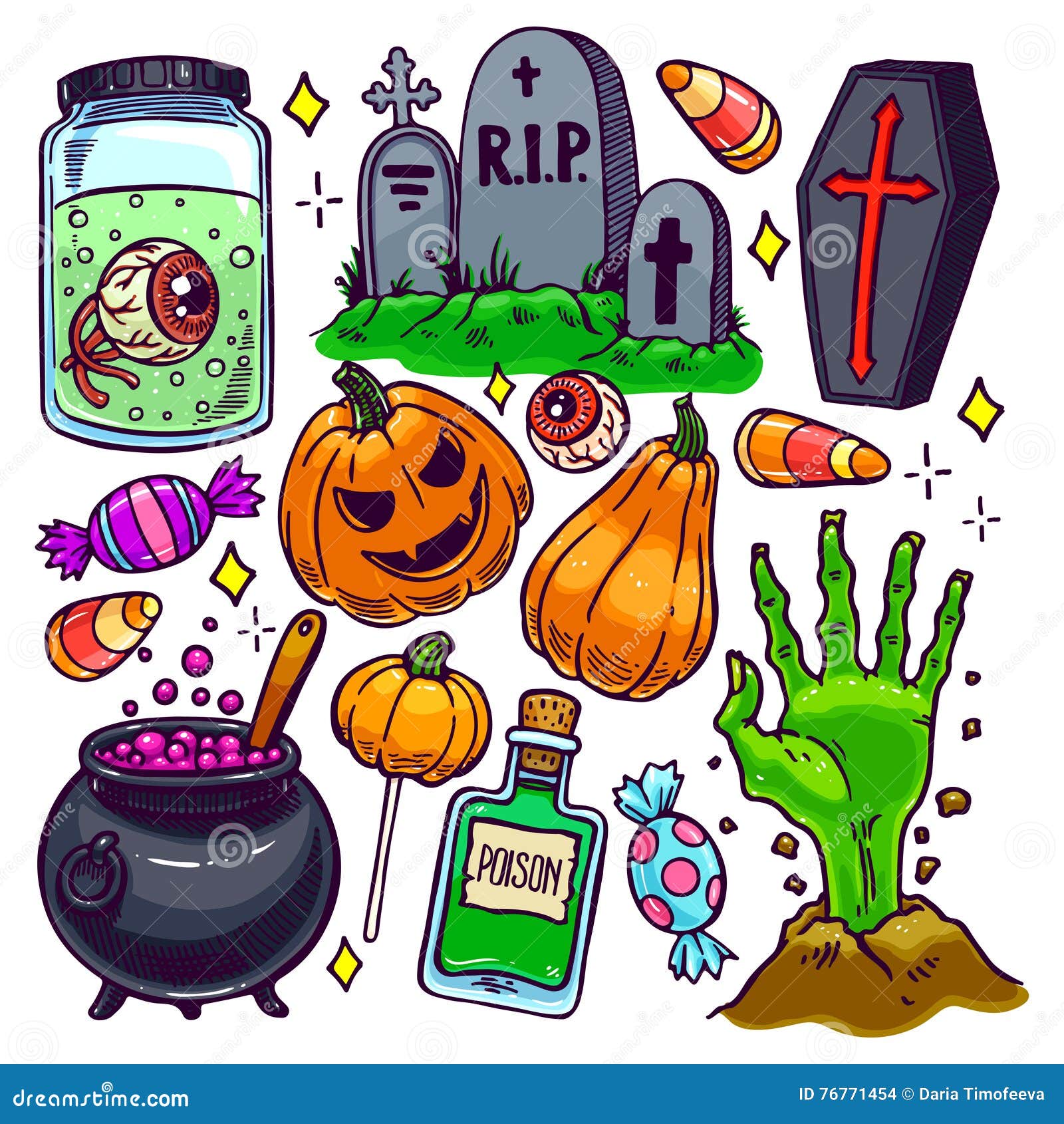 Omleiding boksen handleiding Reeks Halloween-attributen - 3 Vector Illustratie - Illustration of  steensteen, daling: 76771454