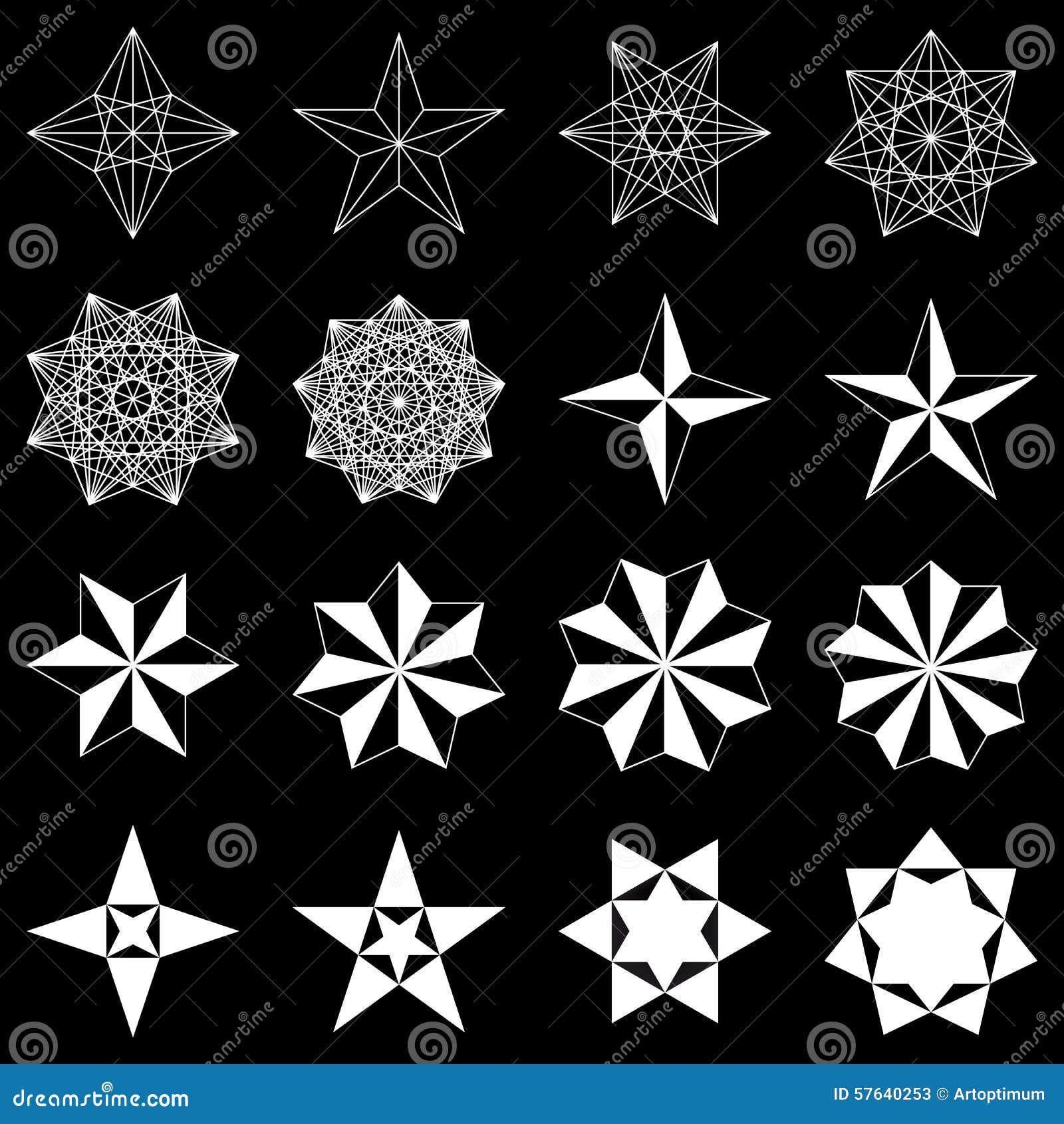 Reeks Sterren Geometrische Vormen Vector Vector Illustratie - Illustration of pictogram, 57640253