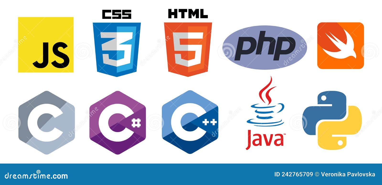 Reeks Vectorpictogrammen Van Het 10 Programmeertaallogo : Css Html ...