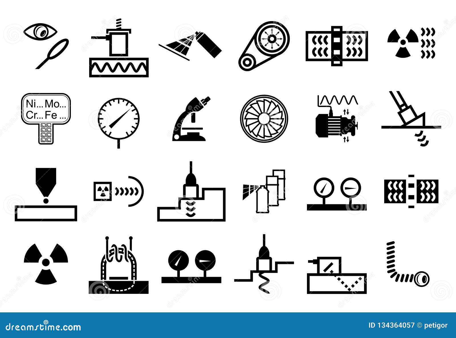 Reeks Vectorpictogrammen Van Ndt Methodes Vector Illustratie ...