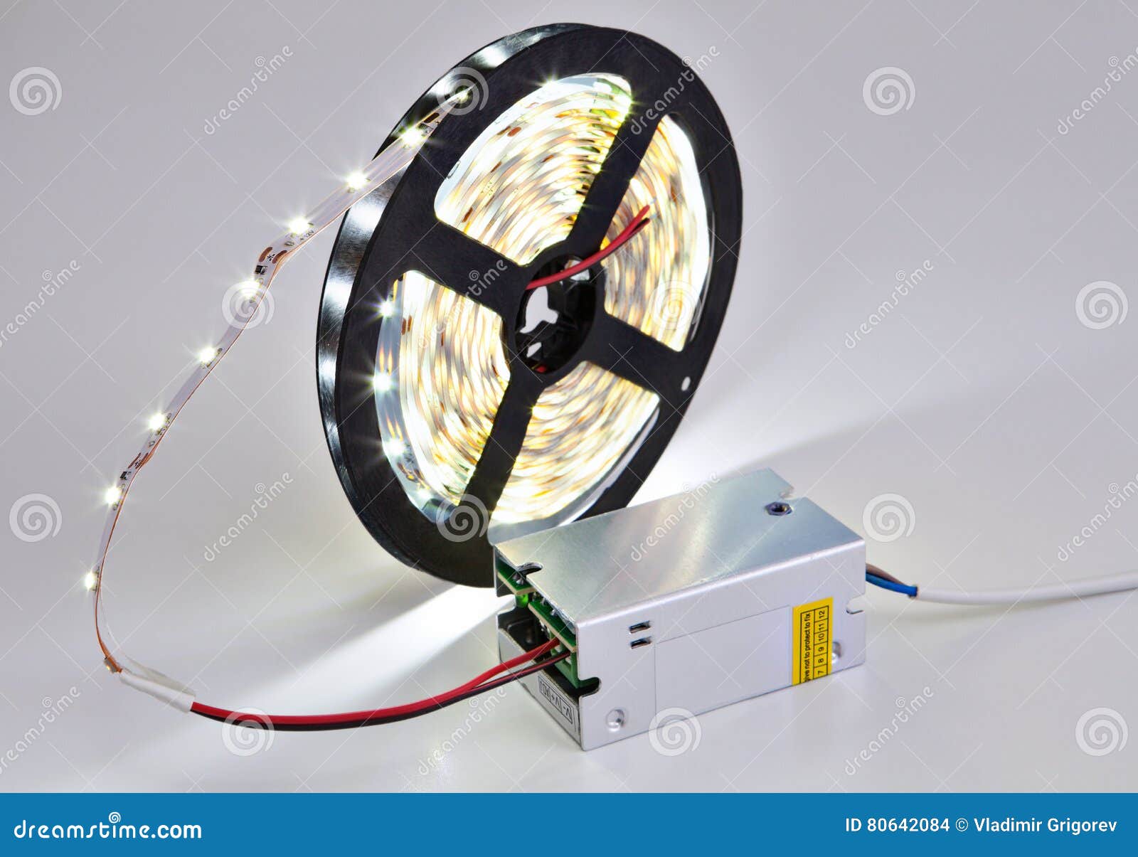 Reel of Luminous LED Strip Light Connected To Voltage Transformer. Stock  Photo - Image of lighting, installation: 80642084