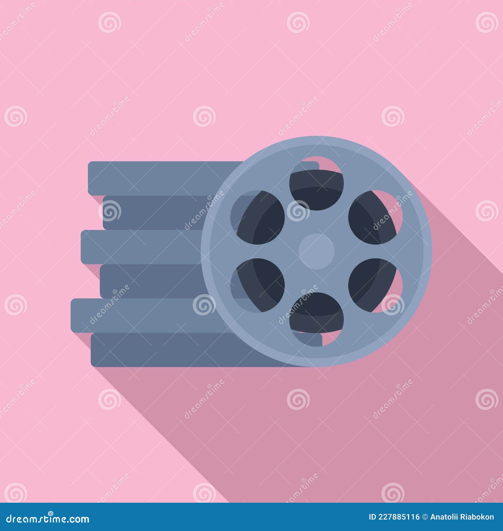 Stacked Movie Film Reels With Blue Shadow Stock Photo - Download