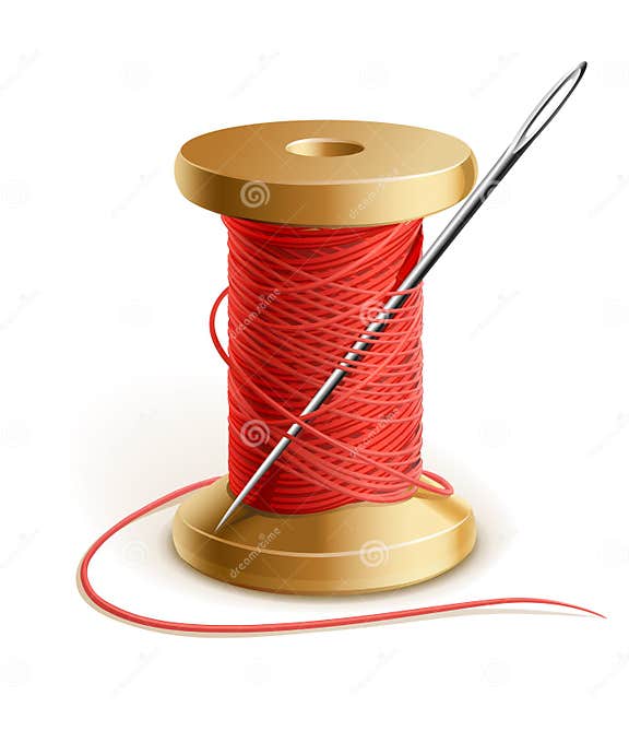 Reel with Thread and Needle Stock Vector - Illustration of stitching ...