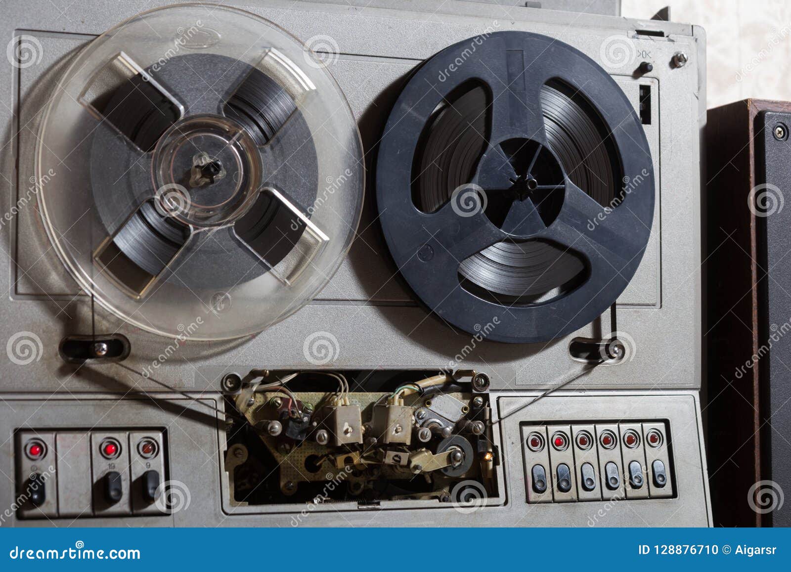 Reel to reel player stock photo. Image of magnetic, listen - 128876710