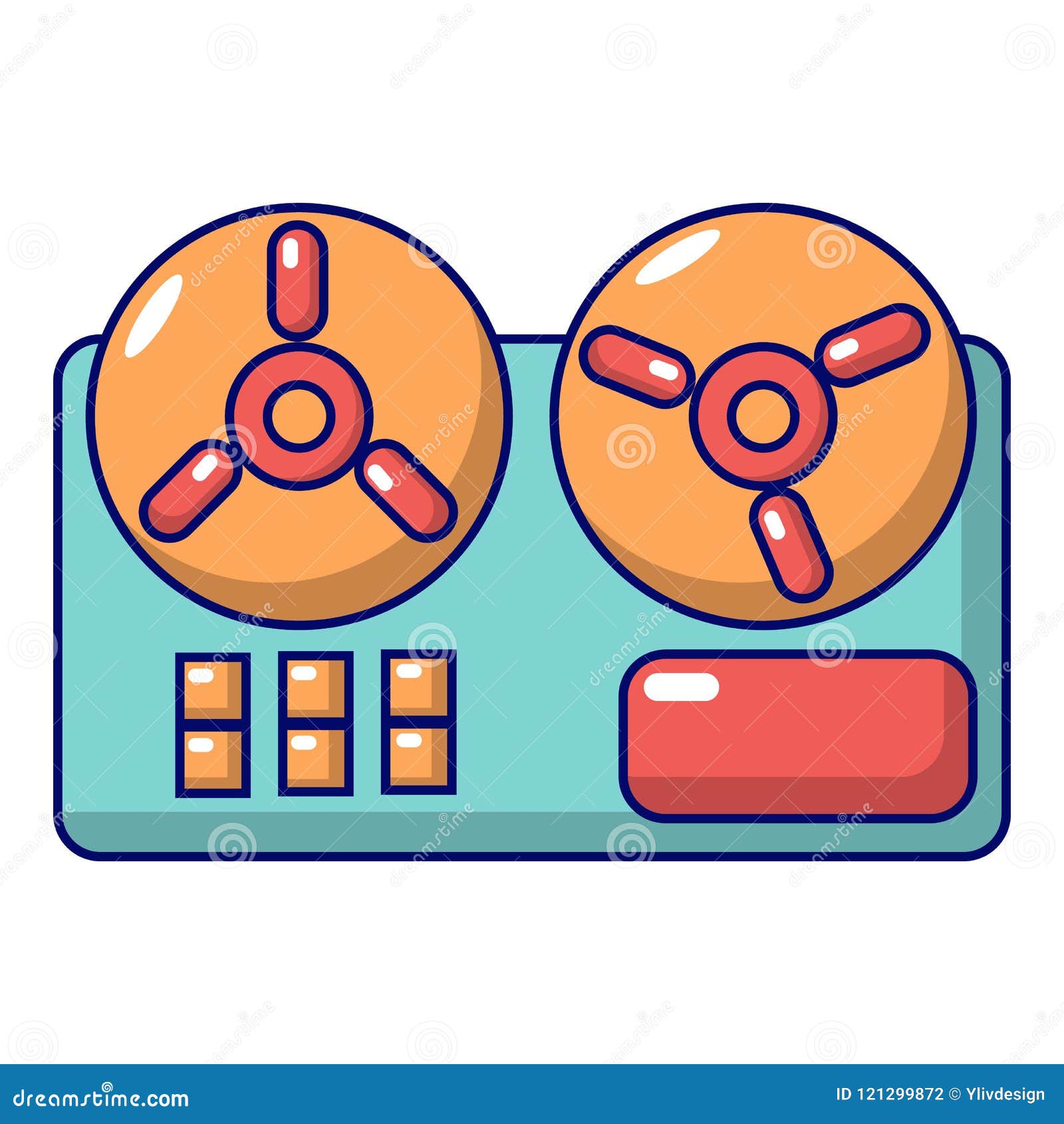 Reel To Reel Tape Recorder Icon, Cartoon Style Stock Vector