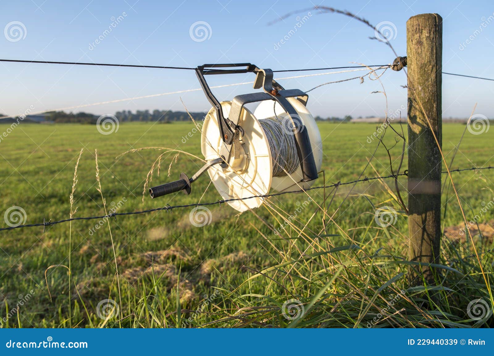 Reel Winder in Electric Fence System Stock Image - Image of