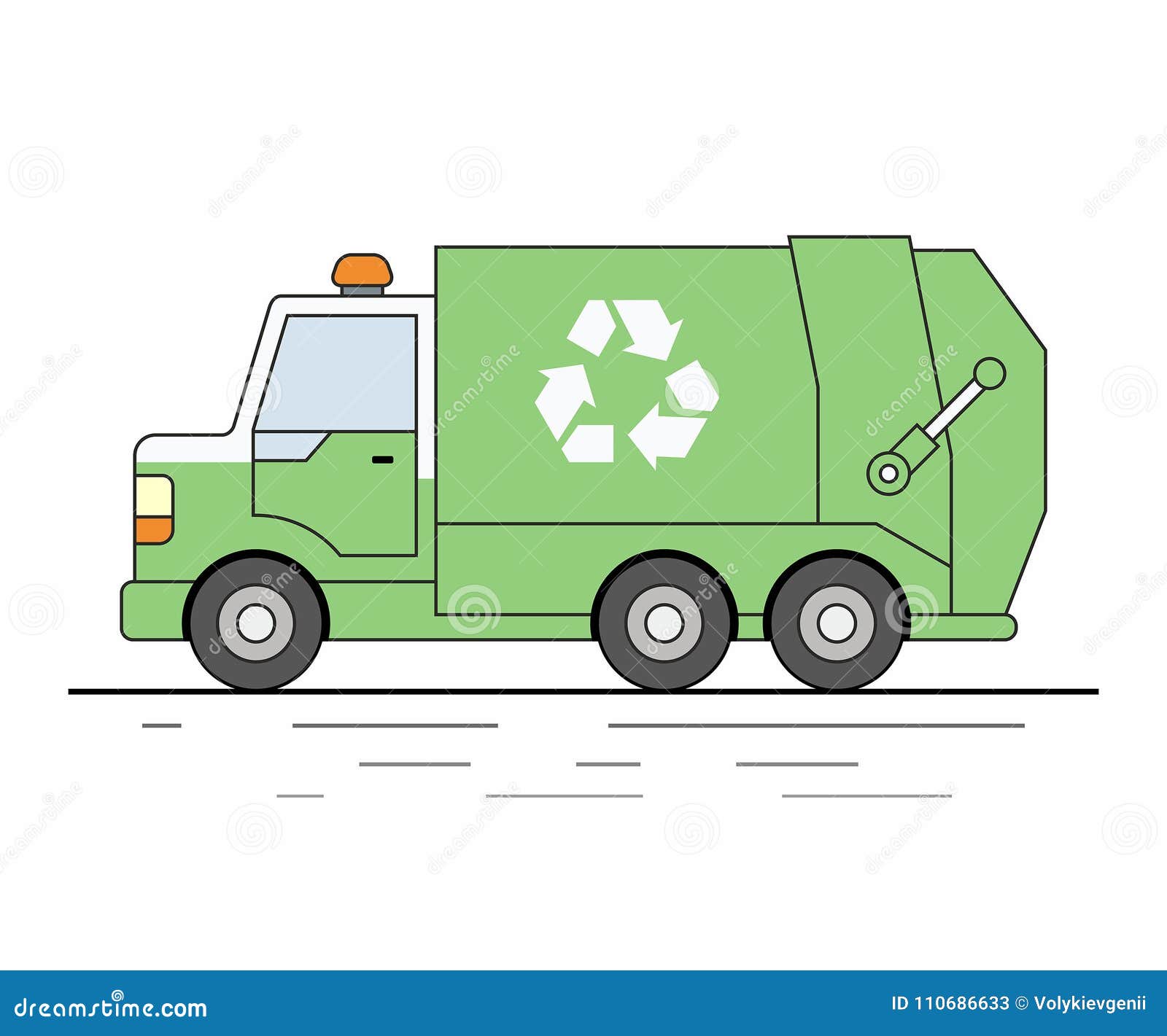 Garbage Truck Isolated on White Background Stock Vector - Illustration ...