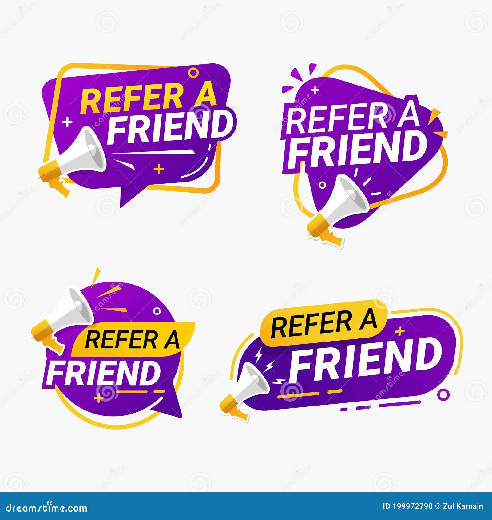 Refer A Friend Banner Label Badge Set Referral Program Vector