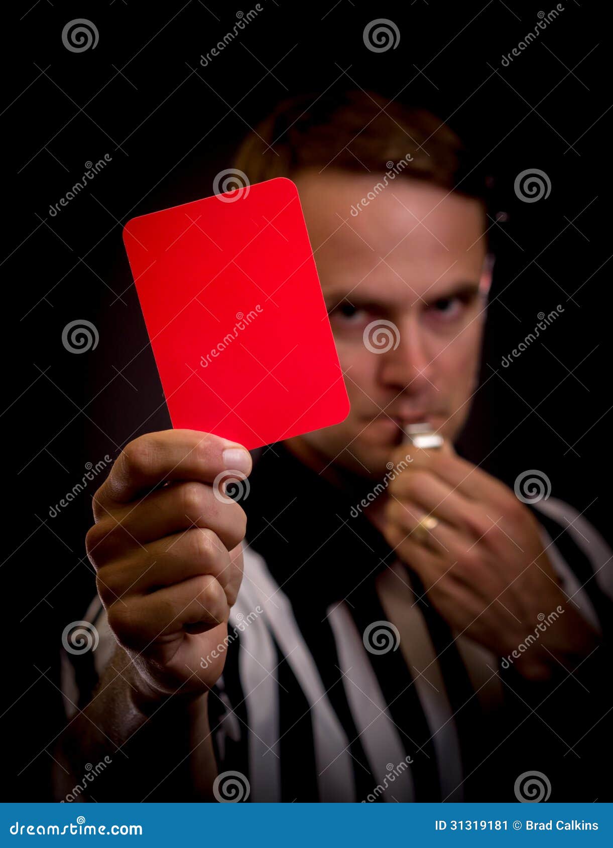 Soccer Referee Holding Out a Red Card Stock Photo - Image of disqualified,  judgment: 210187792