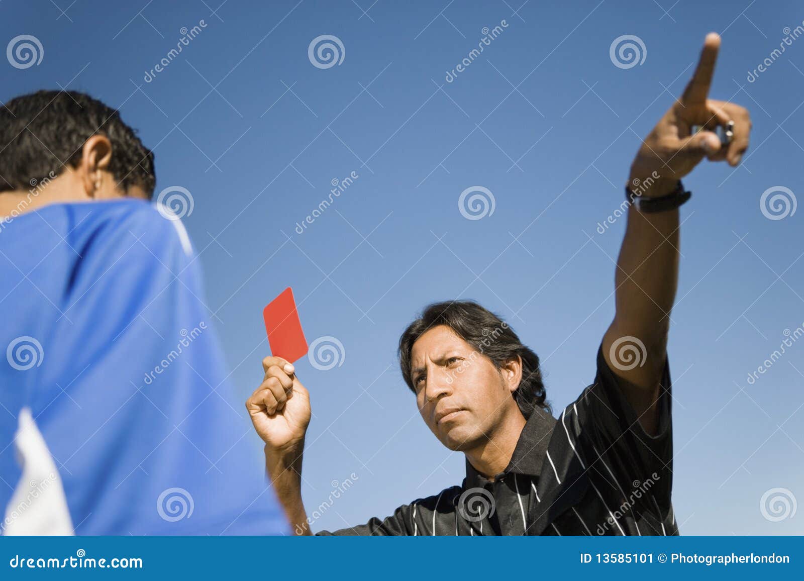 Referee Holding Up Red Card and Pointing Stock Image Image of people, authority 13585101