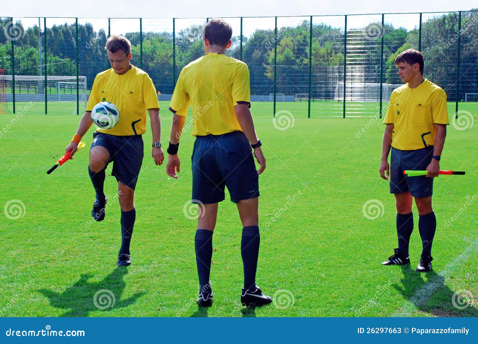 Referees play with ball editorial stock photo. Image of goalkeeper