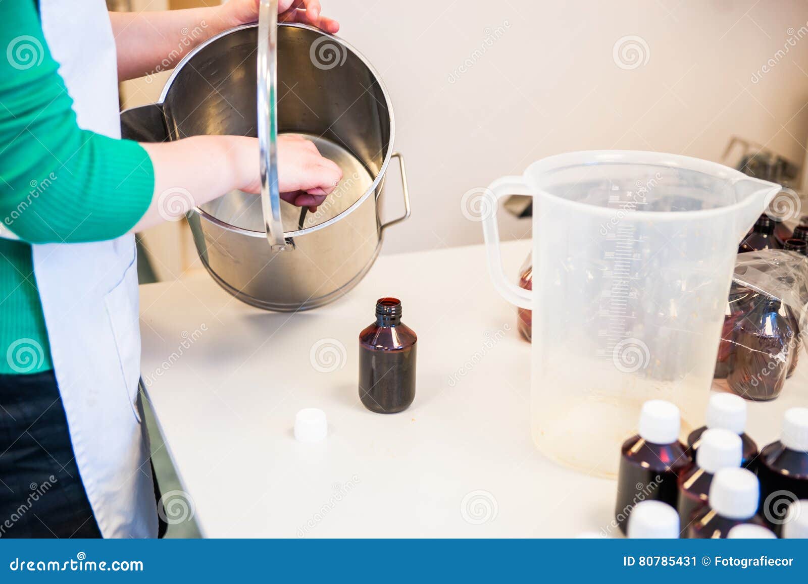 Refilling or Cough Syrup at a Pharmacy Stock Image Image of
