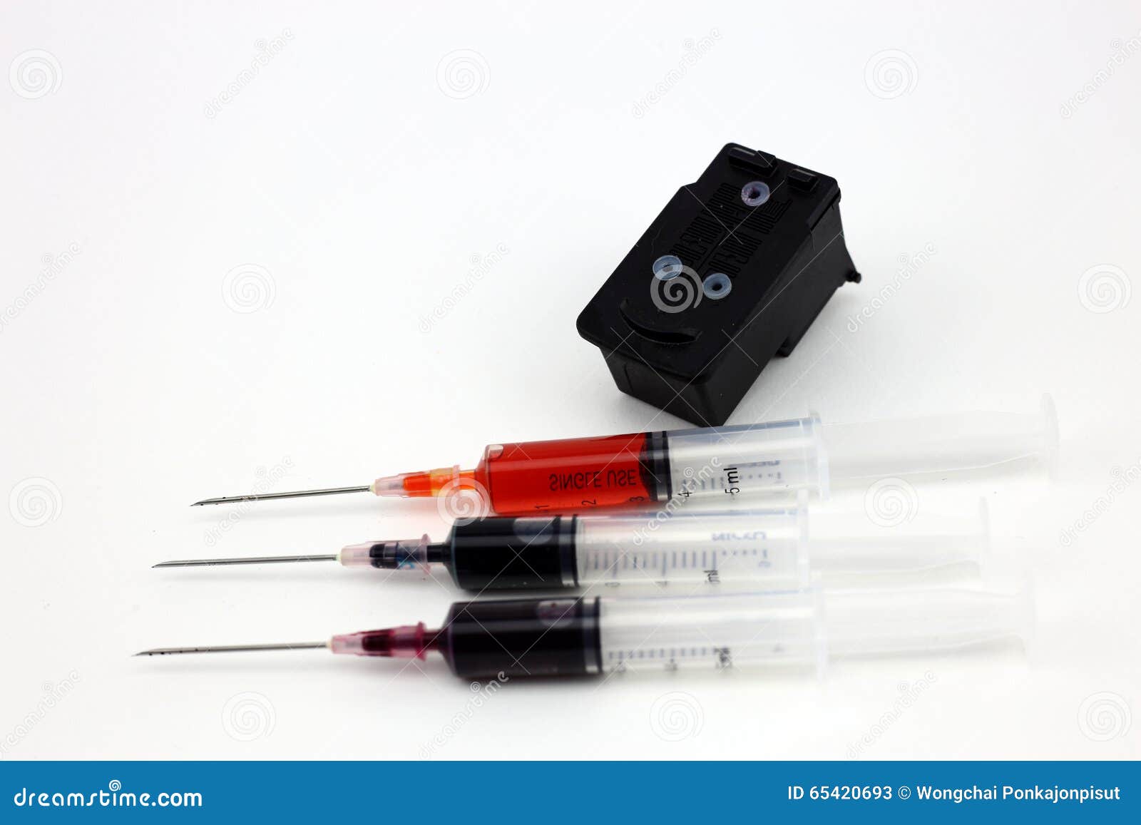 Refilling ink cartridges stock image. Image of electronics 65420693