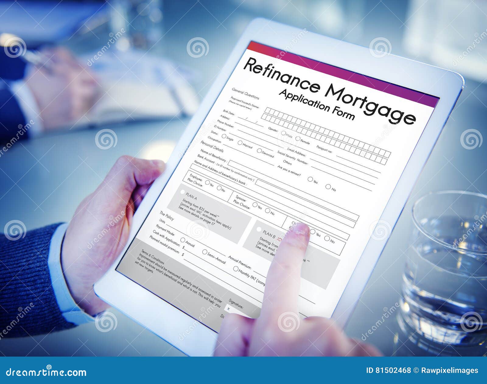 refinance mortgage application form concept