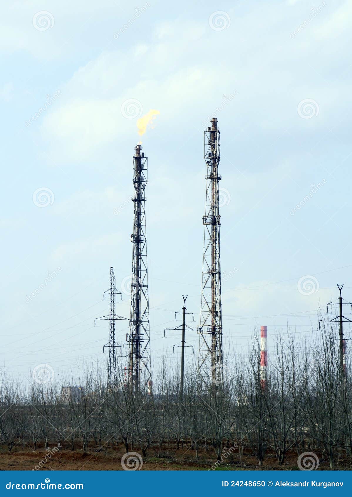 Refinery fire gas torch stock photo. Image of factory 24248650
