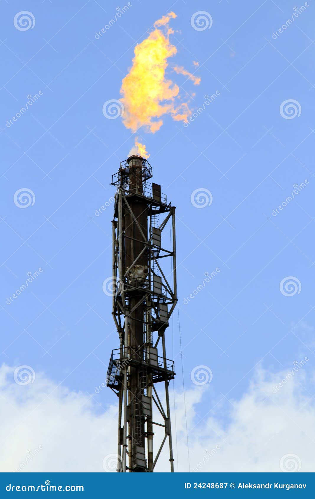 Refinery Fire Gas Torch RoyaltyFree Stock Image