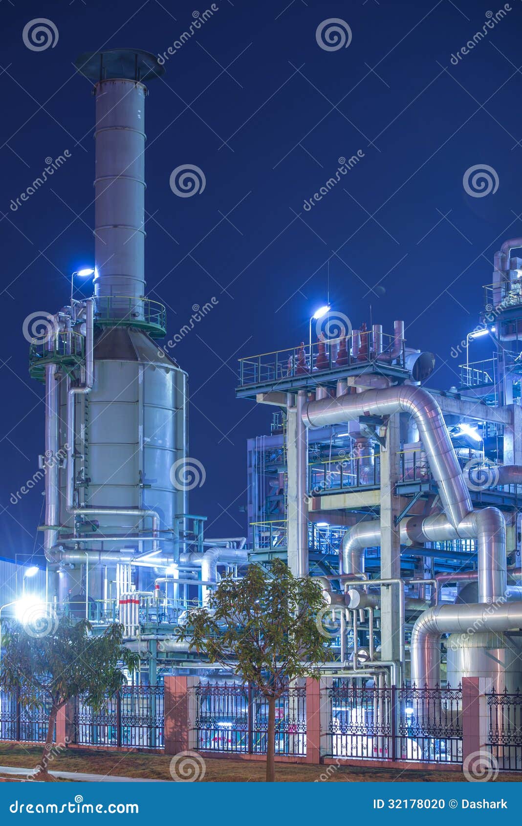 Refinery Industrial Plant at Night Stock Photo Image of boil, pipe