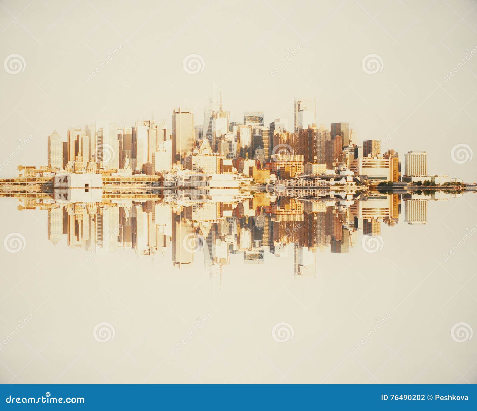 Reflected copper cityscape stock photo. Image of city 76490202