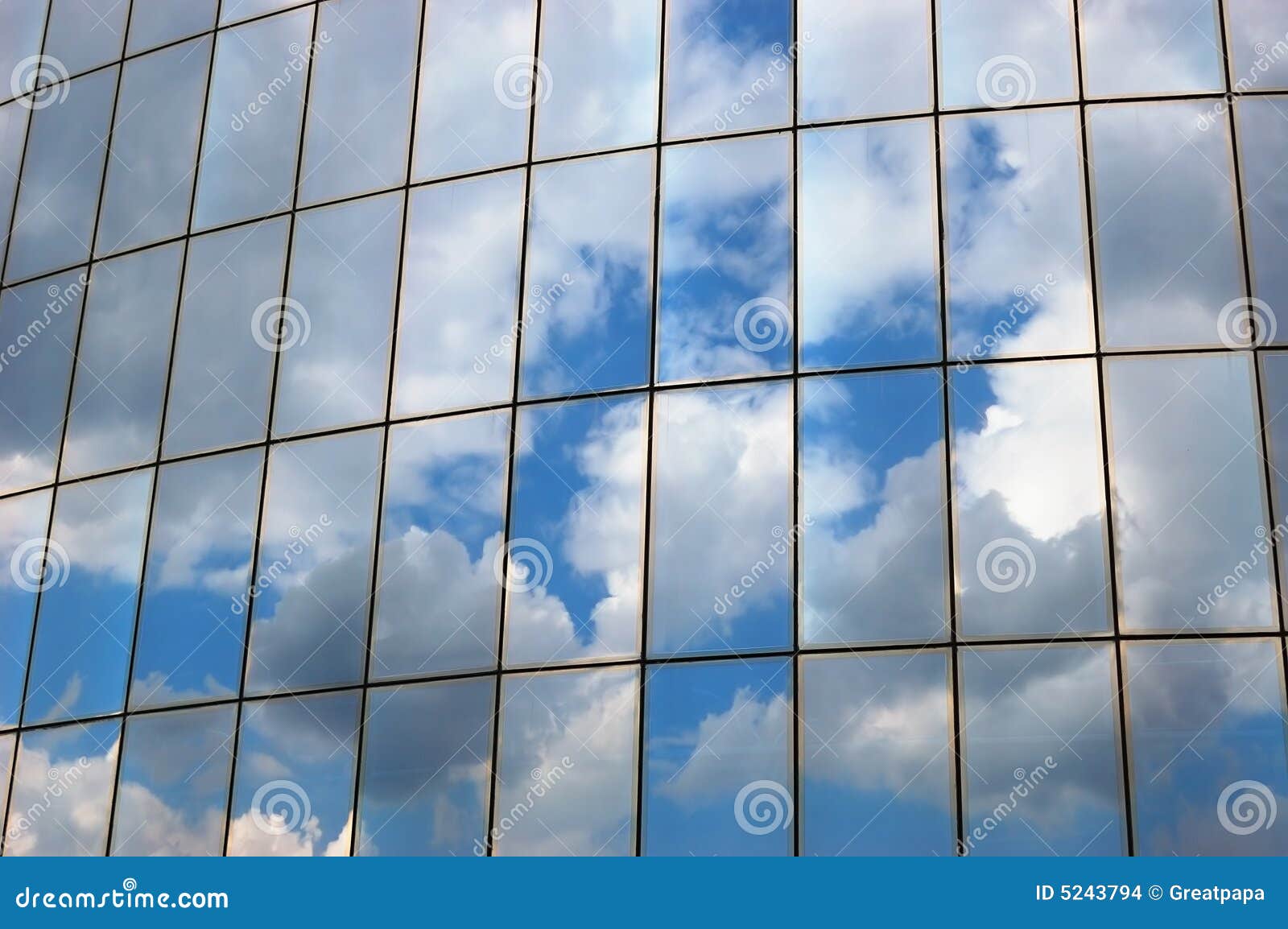 Reflection of a Cloudy Sky in Glass Wall Stock Photo Image of metal
