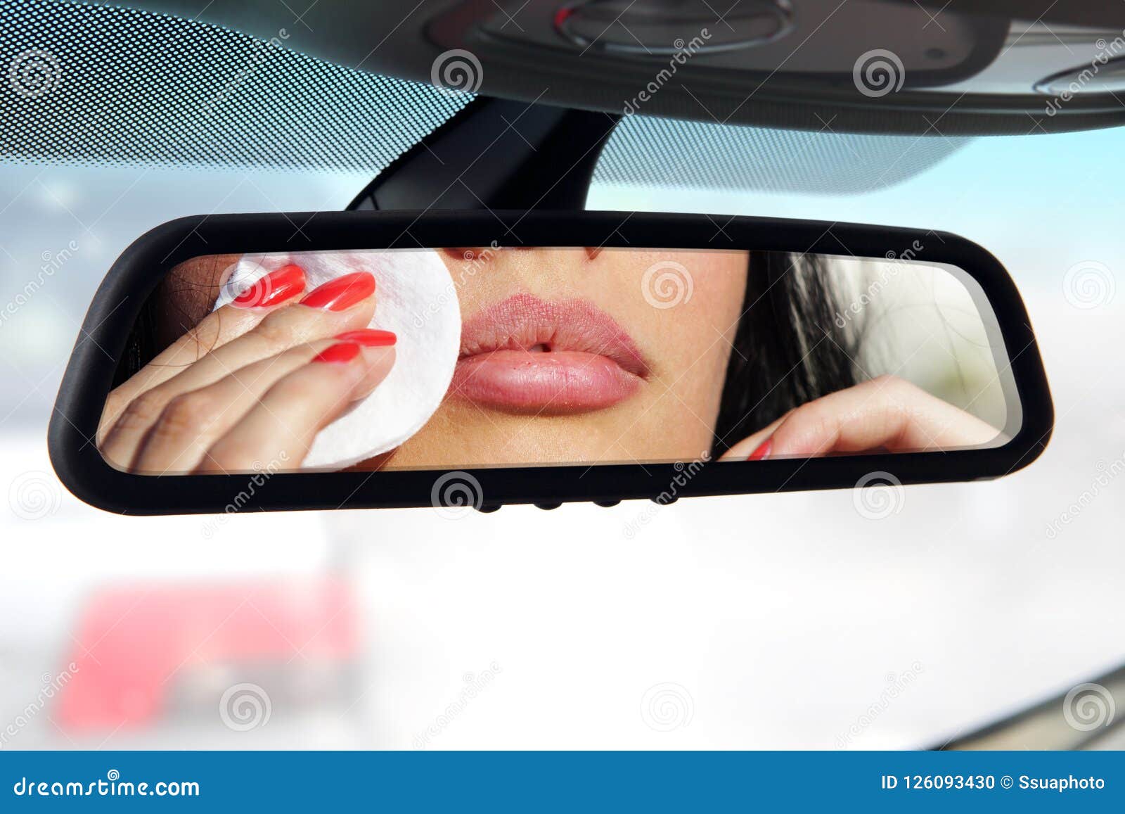 Driver Make a Makeup in Car Stock Photo Image of sensuality