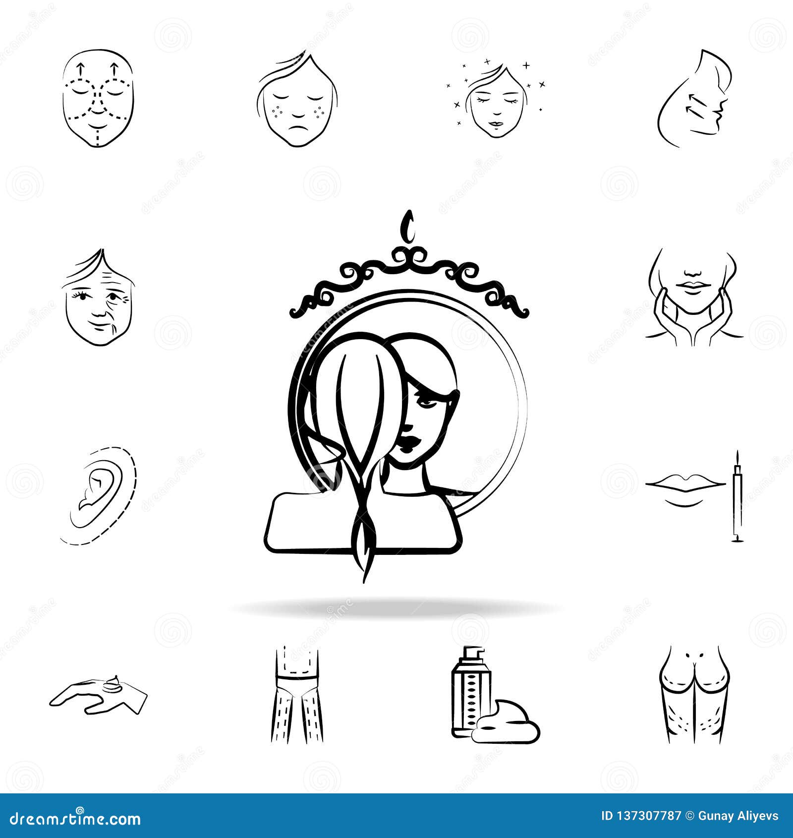 Reflection Of A Girl In A Mirror Icon Detailed Set Of Anti Aging Procedure Icons Premium Graphic Design One Of The Collection Stock Illustration Illustration Of Cosmetics Mirror