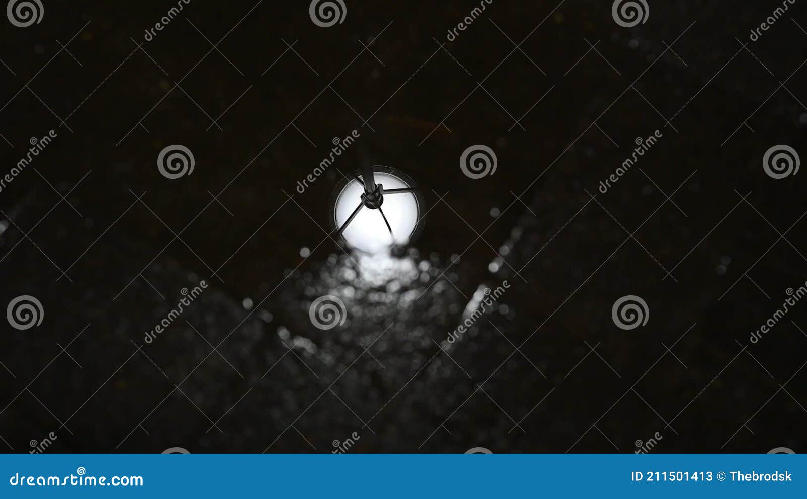 Reflection in Puddle of Water of Broken Flashing and Flickering Street Lamp Stock Video Video