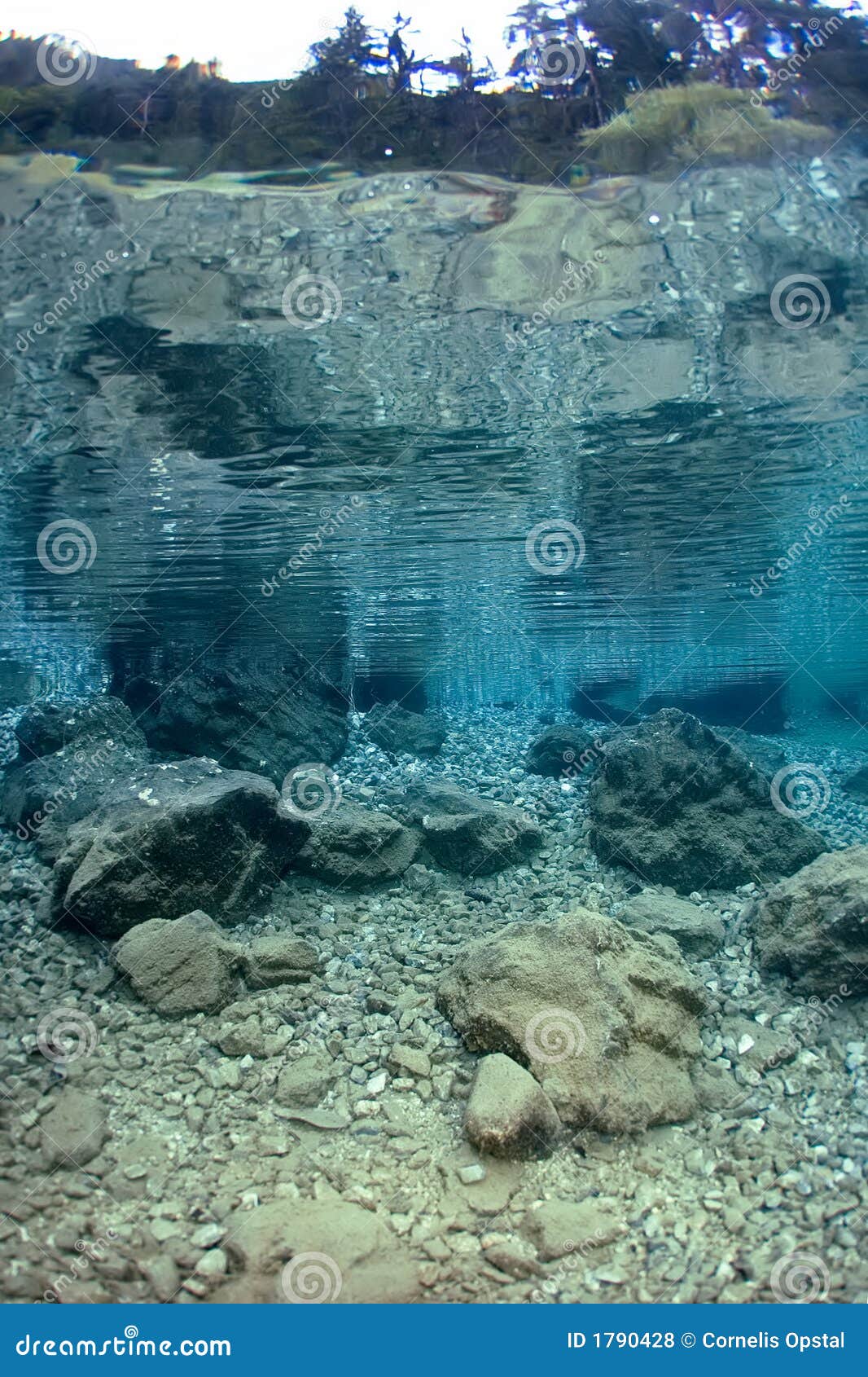 Reflection of Rocks Underwater in Lake. Stock Photo Image of clear