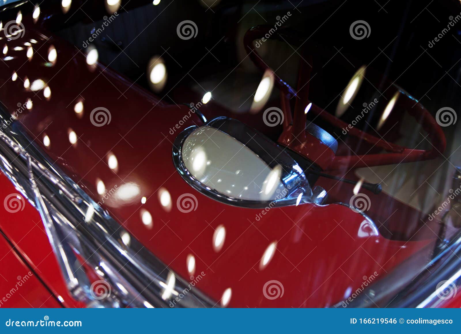 Reflection of Spot Lights O a Classic Car Hood Stock Photo Image of