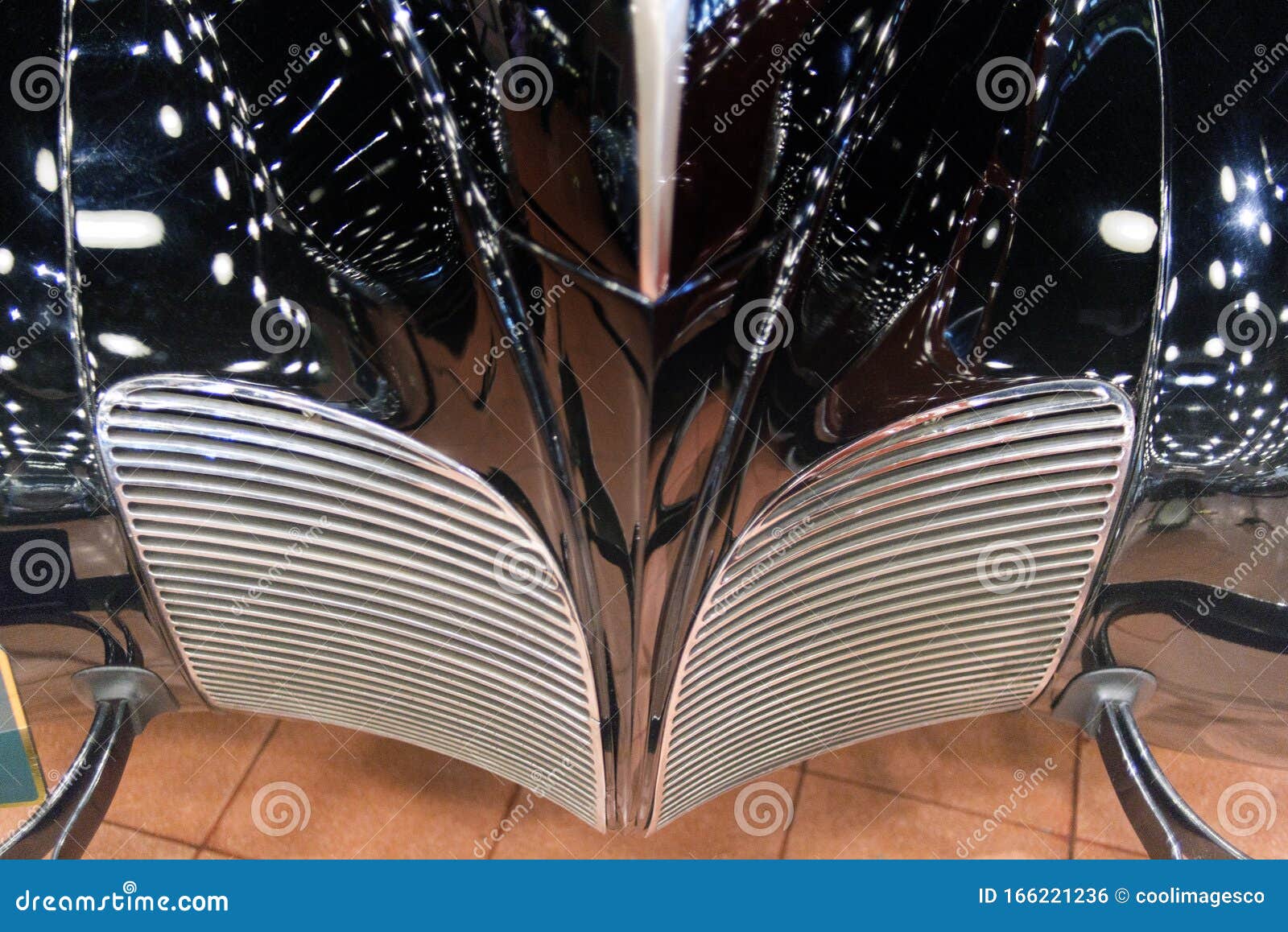 Reflection of Spot Lights O a Classic Car Hood Stock Photo Image of