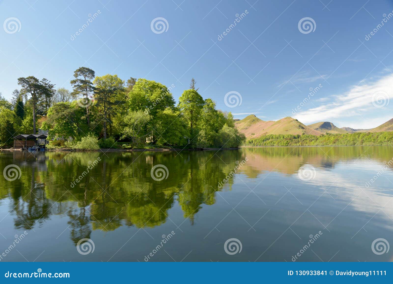 The Derwentwater Ferry At The Landing Stages At Keswick Stock Photo