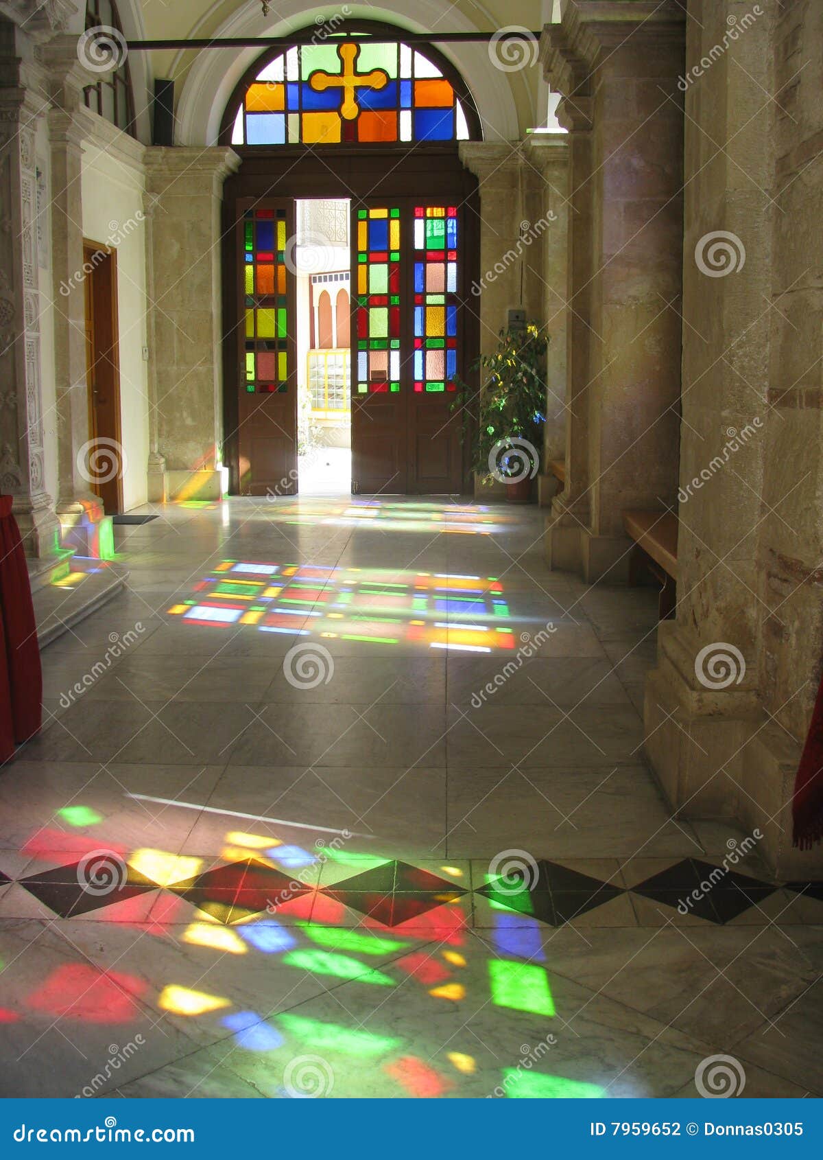 reflections of stained glass windows