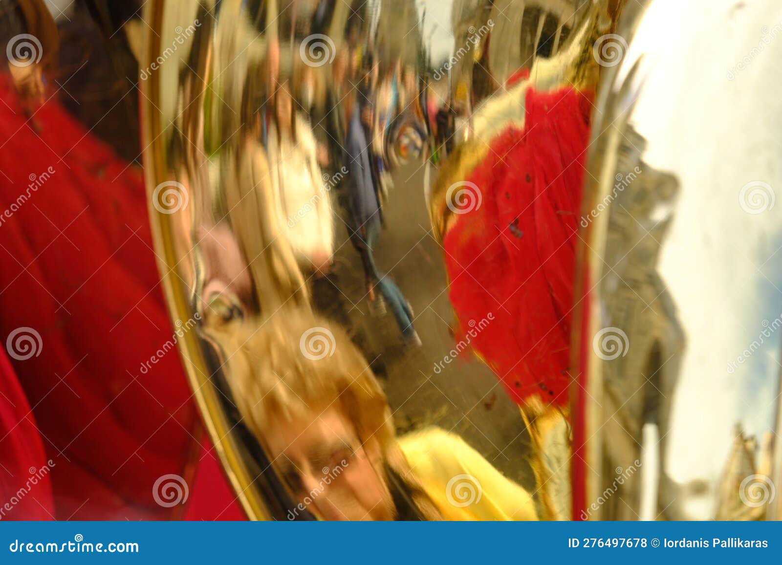 reflections in the tubas of corful philarmonic orchestras during the famous easter litany processions