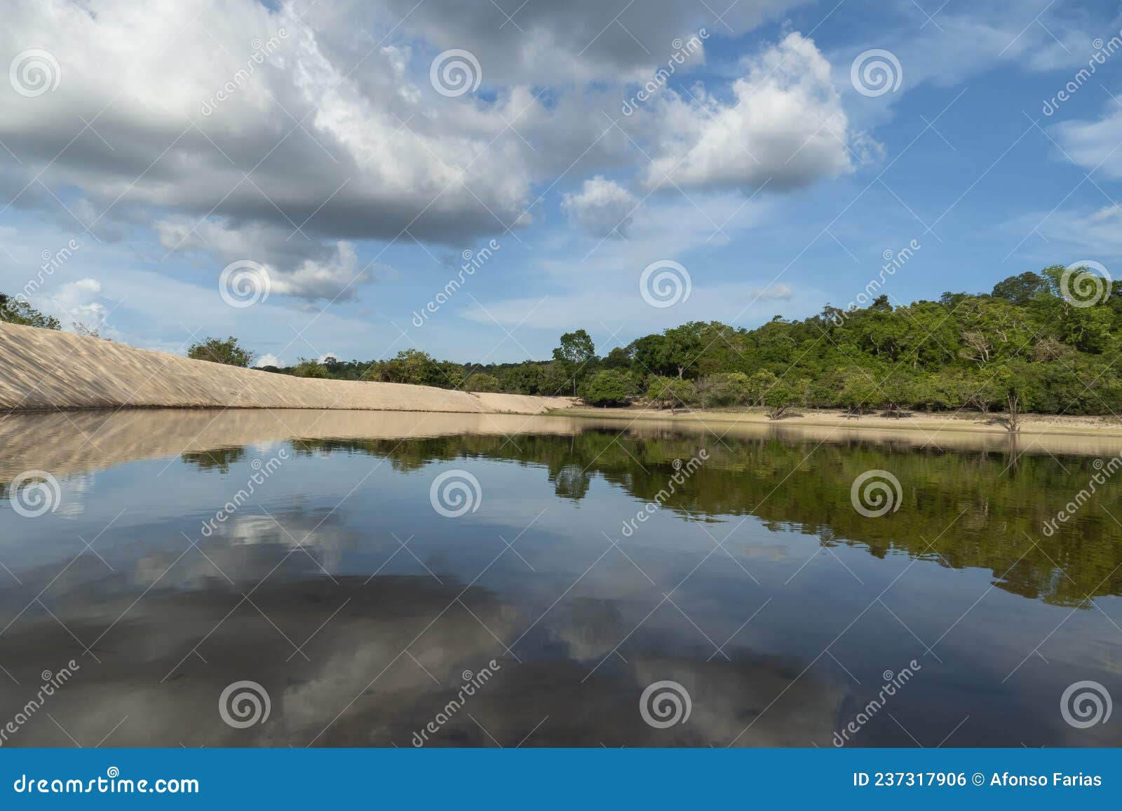 reflections in water. landscape in the tapajos river, brazilian amazon.