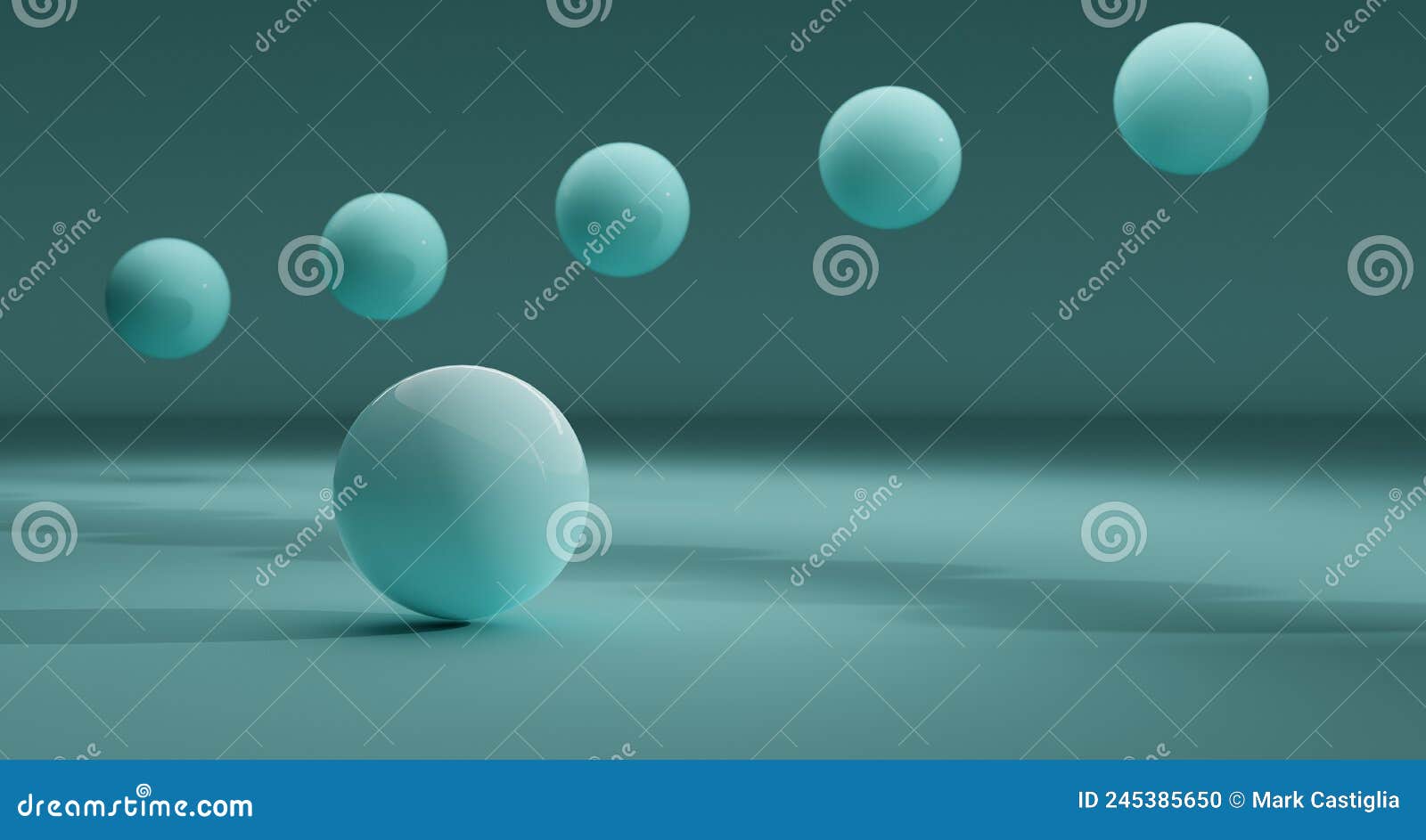 Reflective Blue Spheres in Abstract Arrangement. Stock Illustration