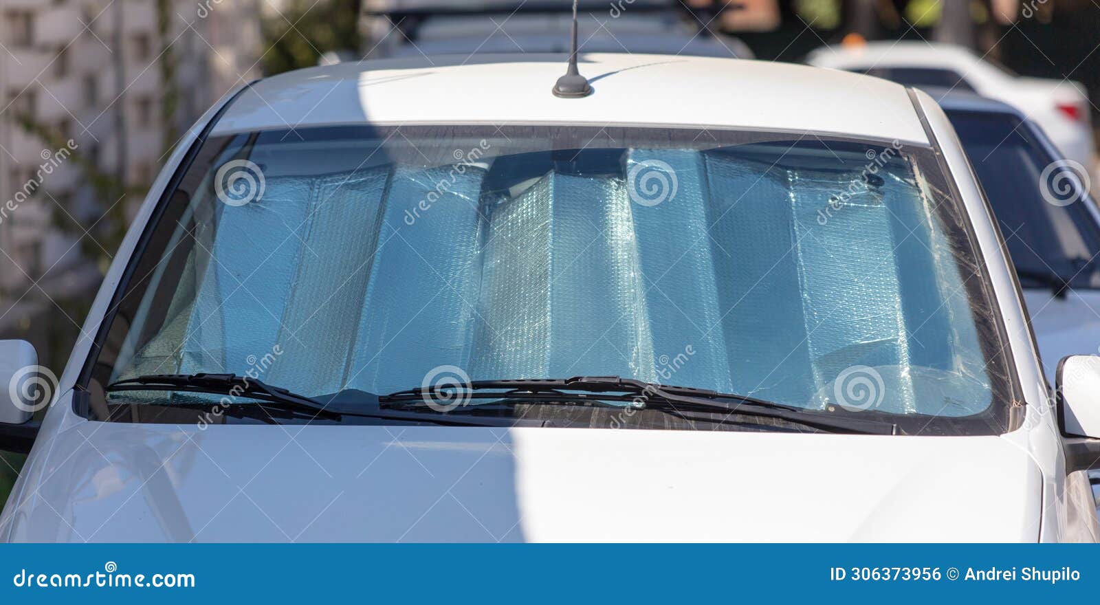 Reflective Sun Protection on Car Windshield Stock Photo Image of