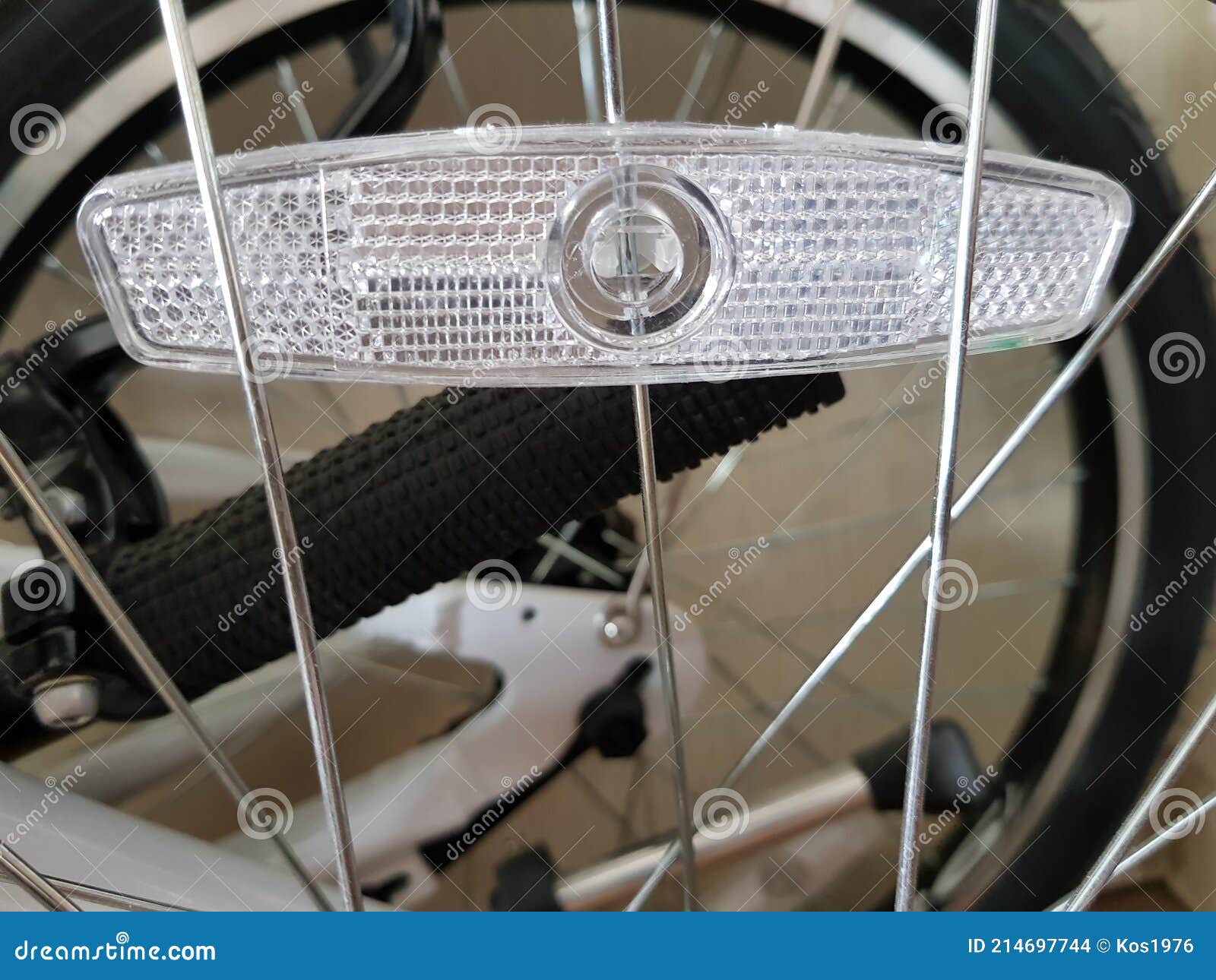 Reflectors in the Spokes of a Bicycle Wheel Stock Photo Image of