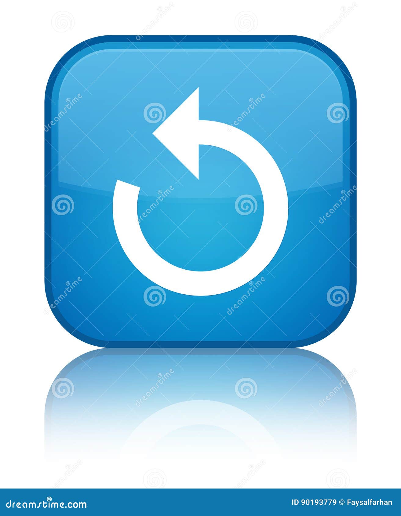 Refresh Arrow Icon Special Cyan Blue Square Button Stock Illustration