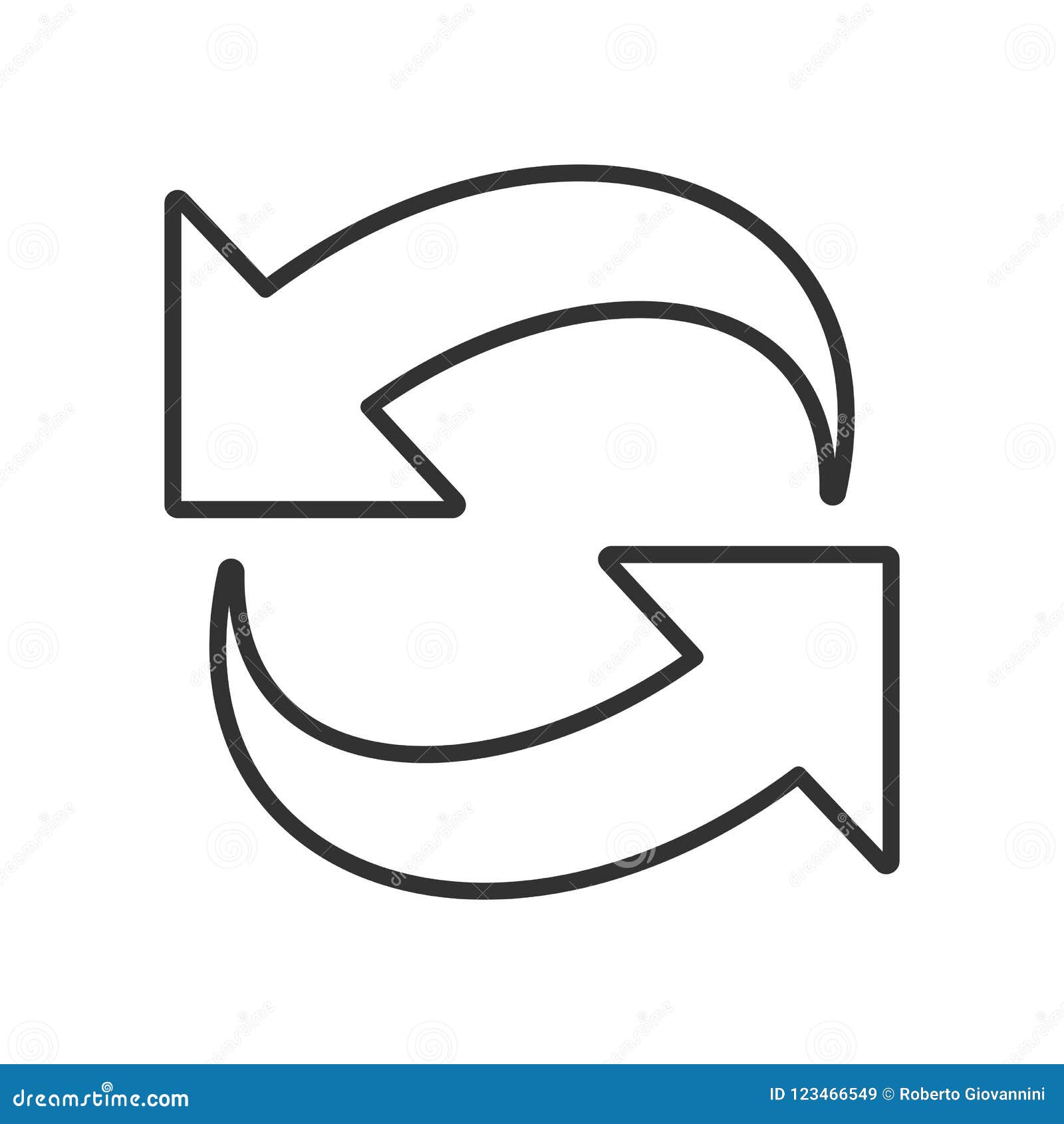 refresh arrows outline flat icon on white