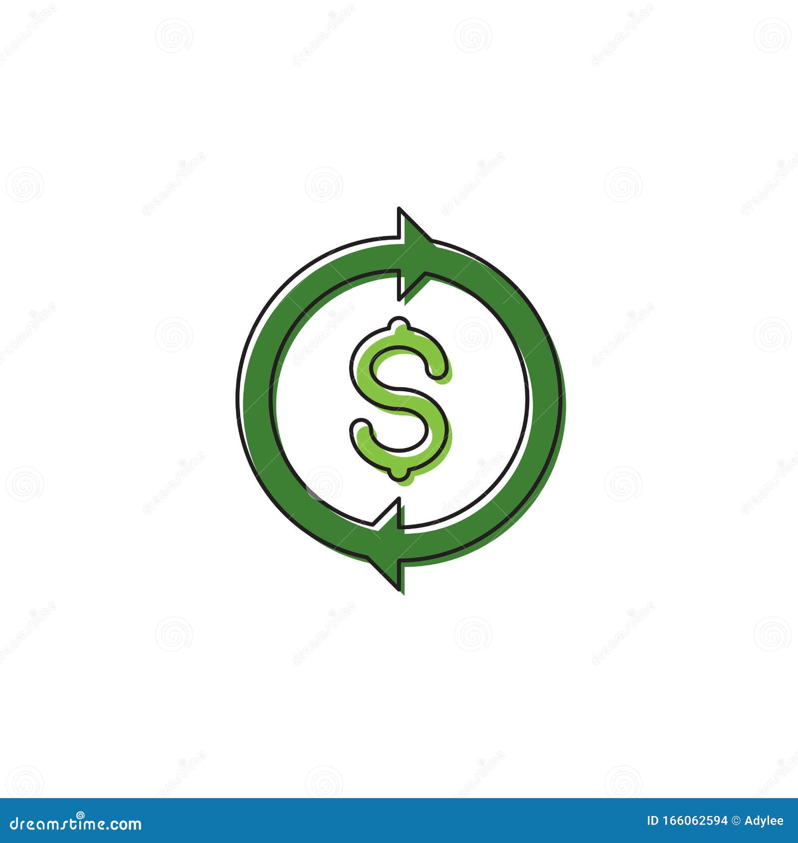 Refresh, Exchange Dollar Vector Icon Symbol Isolated On White