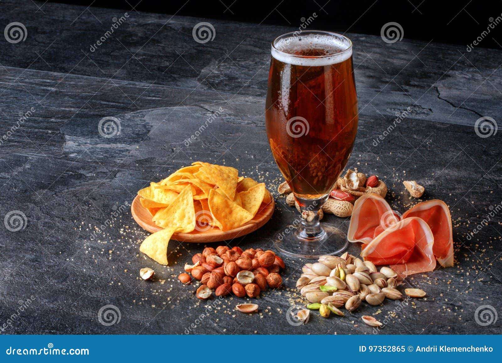 Refreshing Alcoholic Beverage. Dark Ale In A Glass. Composition Of