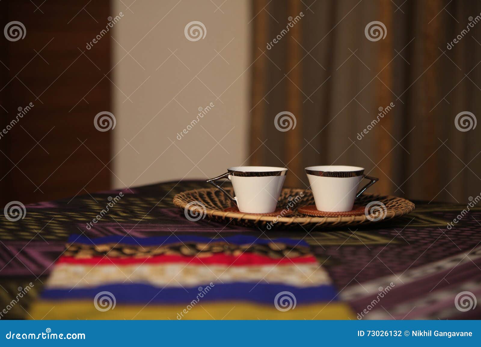 Refreshing Bed Tea stock photo. Image of served, cups 73026132