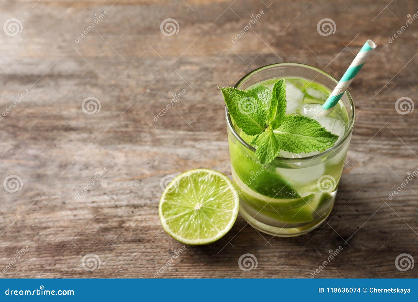 Refreshing Beverage with Mint and Lime in Glass Stock Photo Image of