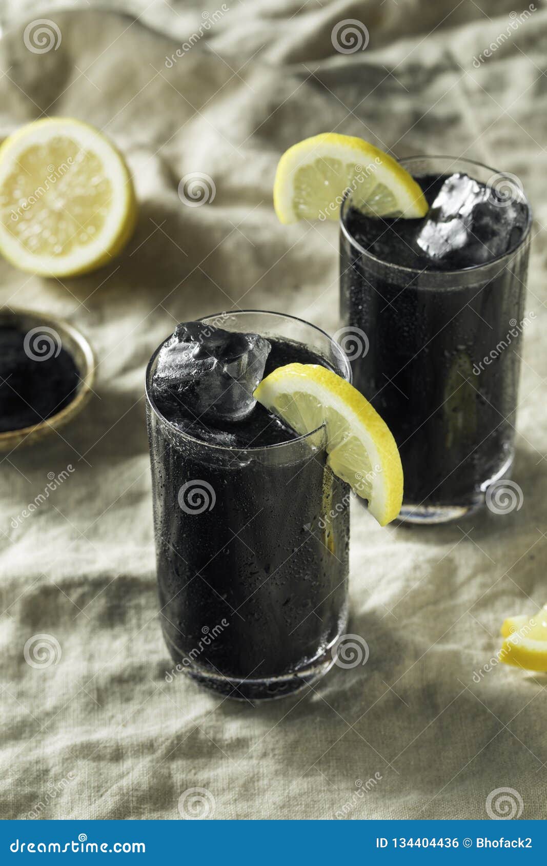 Refreshing Black Activated Charcoal Lemonade Detox Stock Photo Image