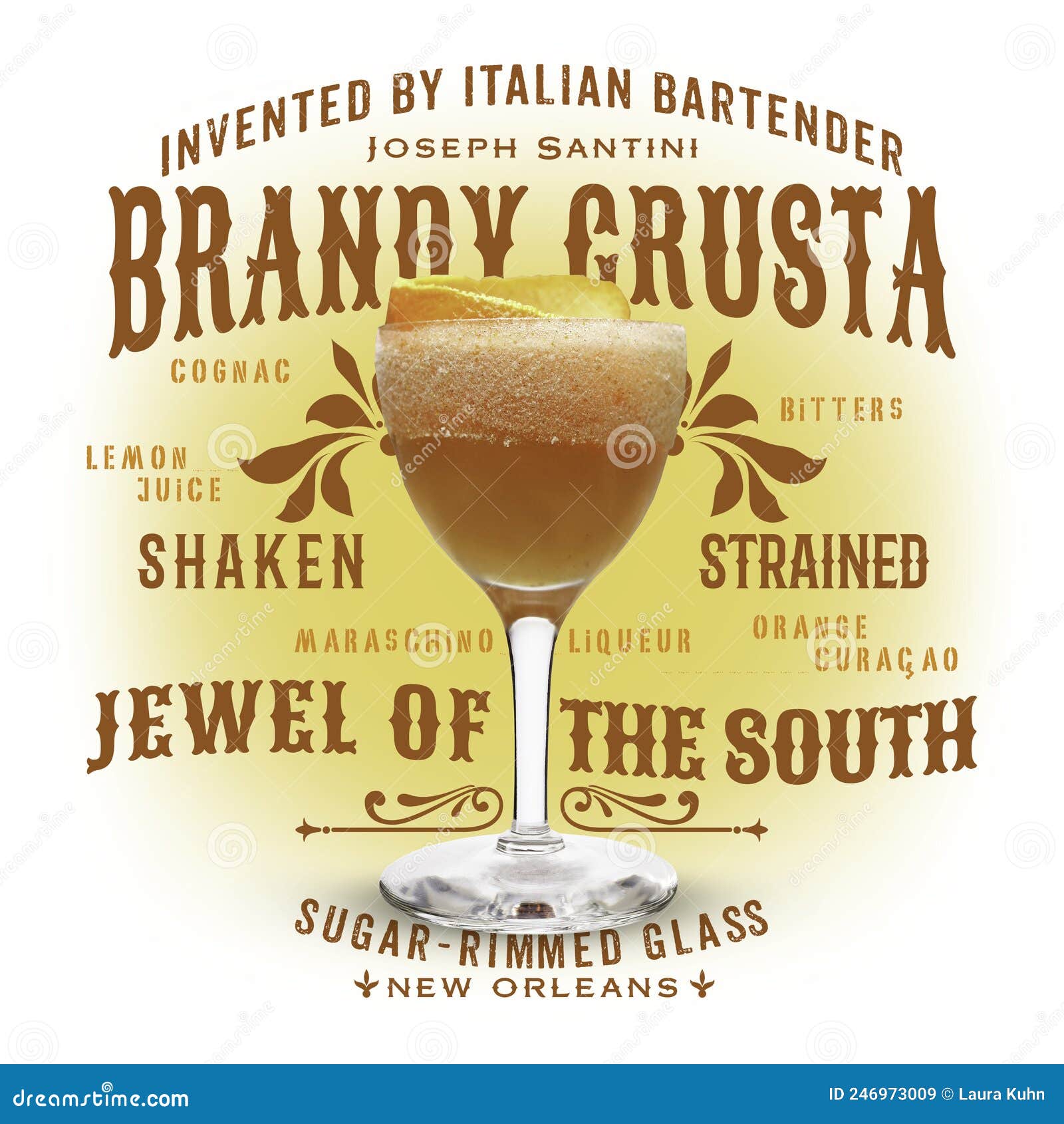 Brandy Crusta Cocktail New Orleans French Quarter Bourbon Street