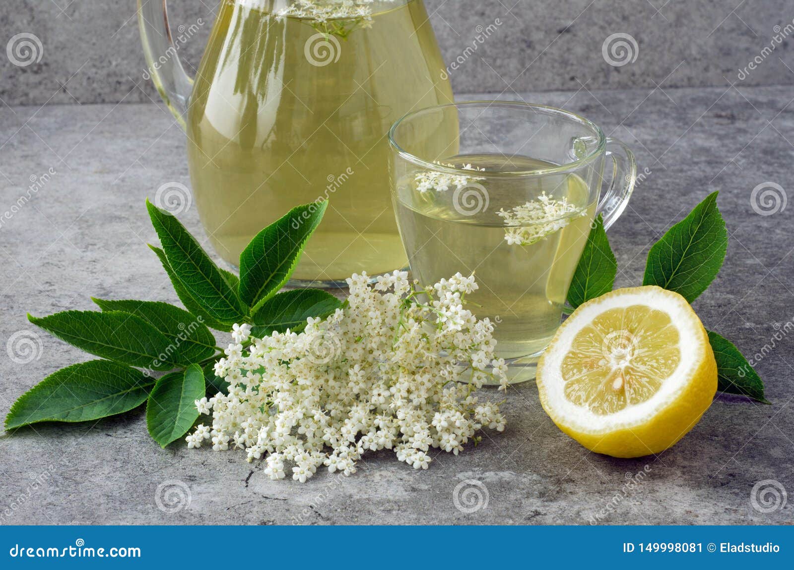 Refreshing Drink from Elderberry Flowers with Lemon Stock Image Image