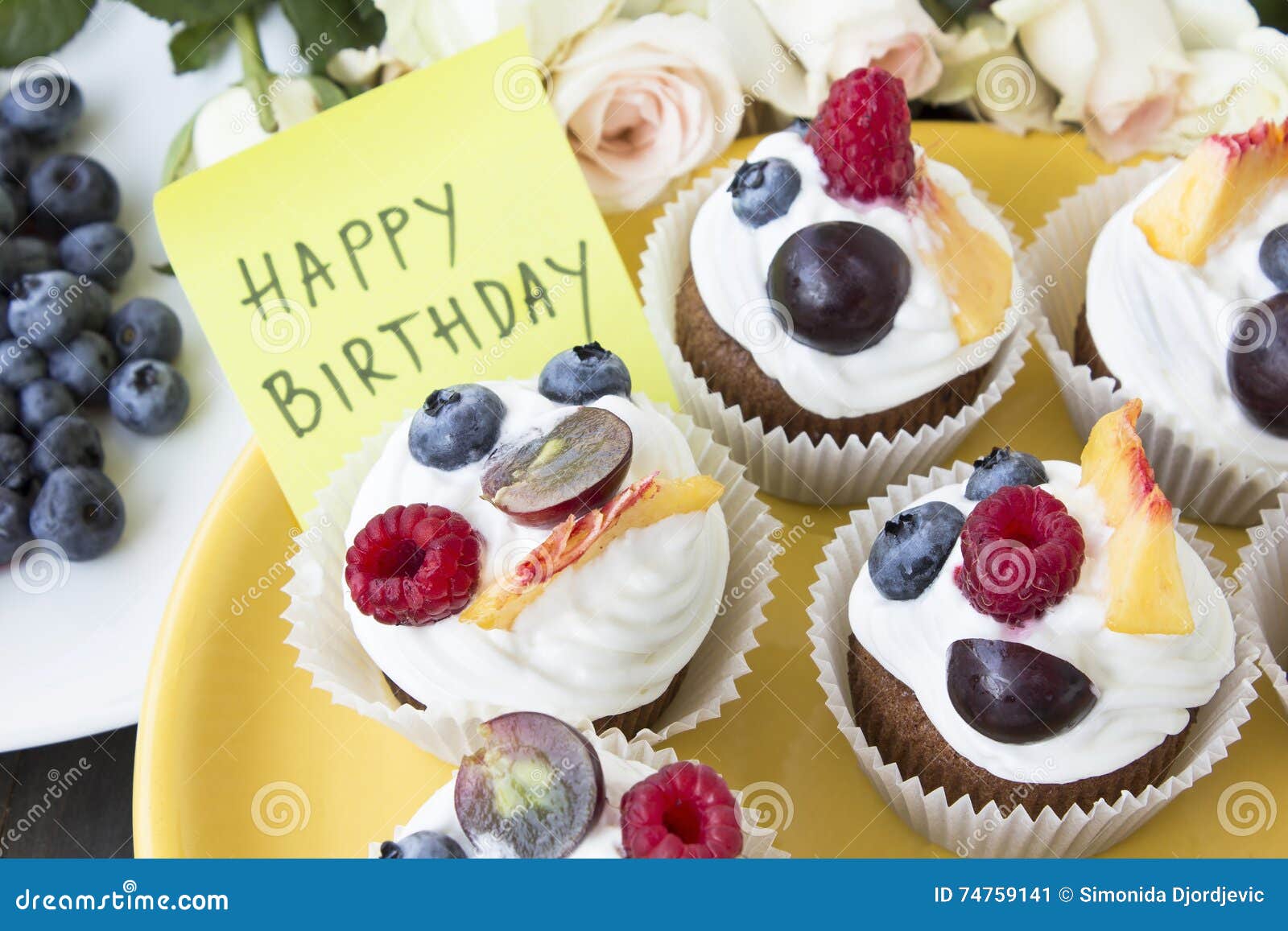 Refreshing Fruit Cupcakes with Stock Image Image of cute, happy 74759141
