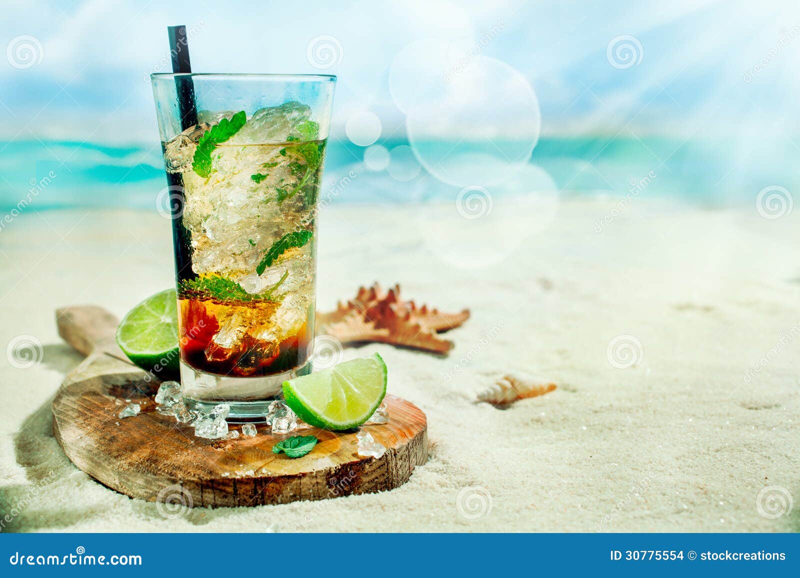 refreshing iced rum mojito cocktail