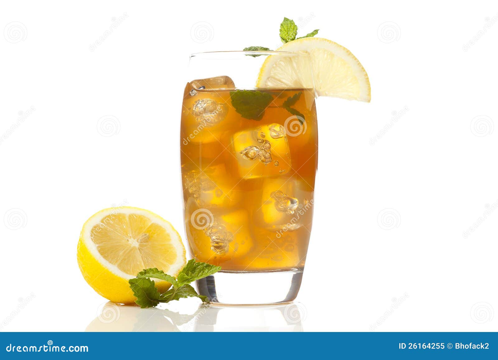 Refreshing Iced Tea With Lemon On White Wood RoyaltyFree Stock Image