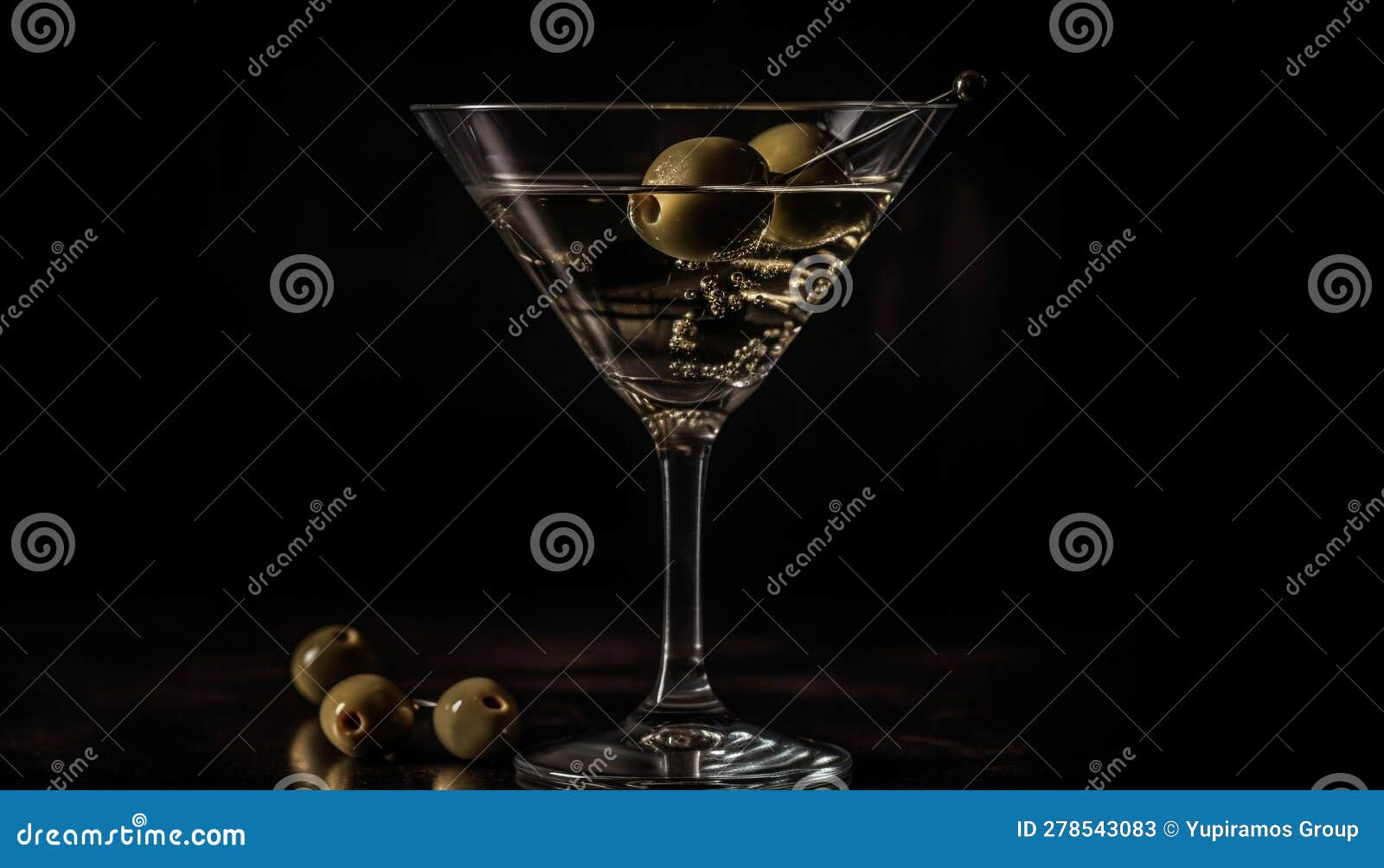 Refreshing Martini with Spanish Olive Garnish, Perfect for Nightlife