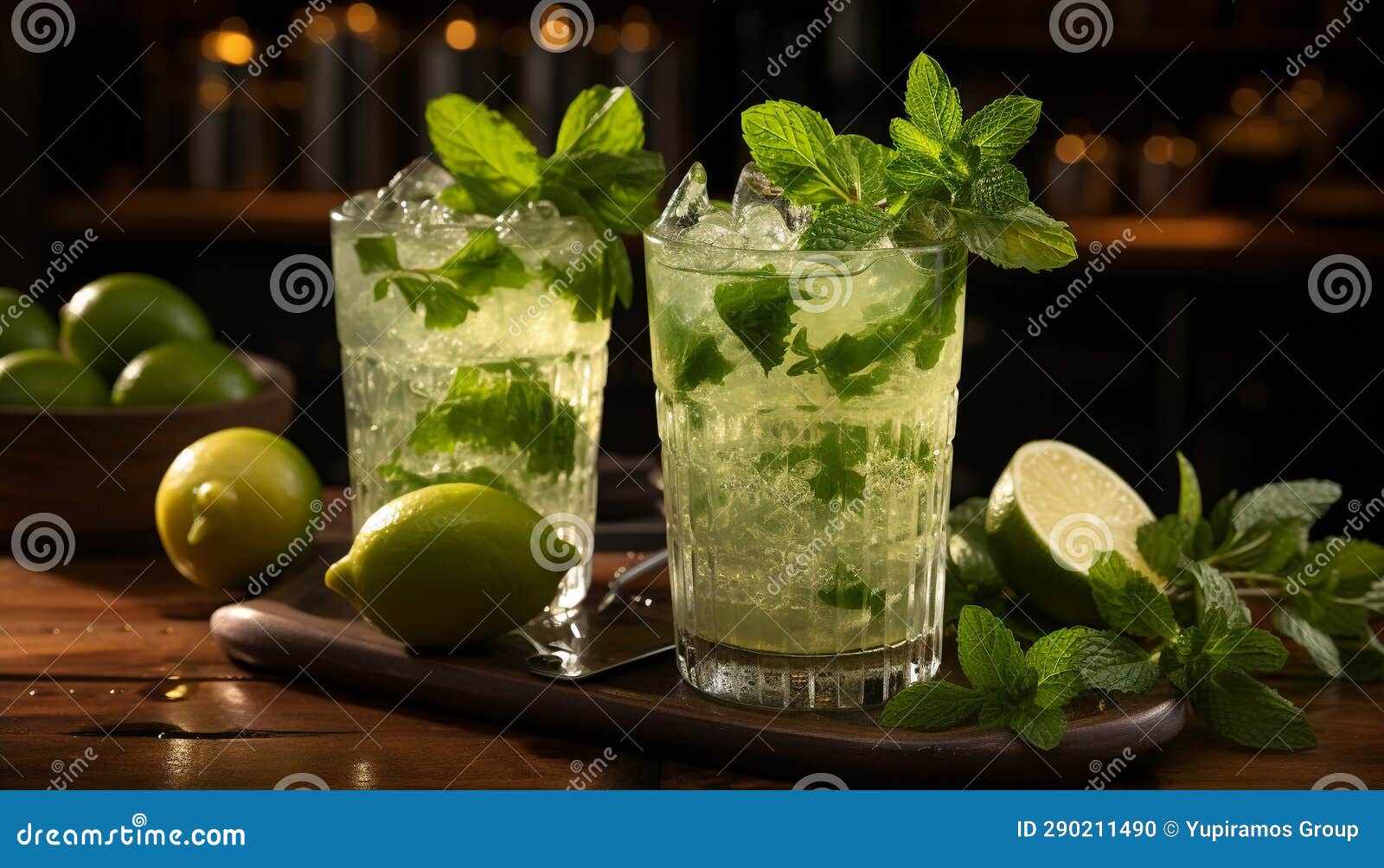 Refreshing Mojito Cocktail with Lime, Mint Leaf, and Citrus Fruit